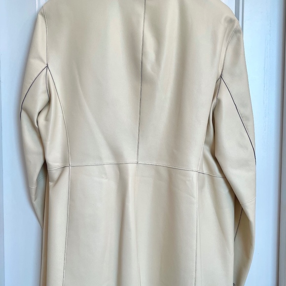 St John Leather Jacket Reversible Navy Alabaster - Picture 8 of 12